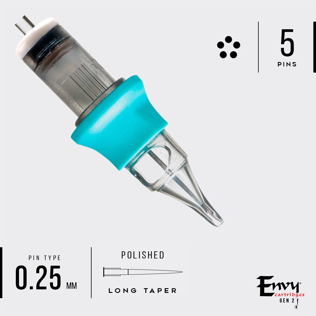 Envy Gen 2 - Bugpin Round Shader Tattoo Cartridges (20 Pack)