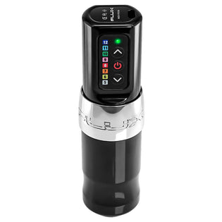 The 4mm stroke direct drive rotary FK Irons Spektra Flux tattoo machine in the color Chromium. 